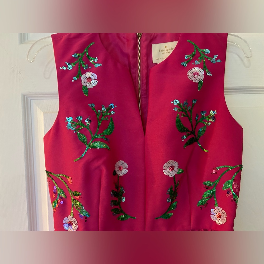 EUC Kate Spade Pink Embellished Floral Dress Size 2 - Picture 2 of 11